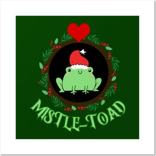 Cute Merry Christmas Santa mistle-toad mistletoe Posters and Art